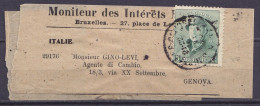 Bande D'imprimé "Moniteur Des Intérêts" Affr. N°167 Càd BRUXELLES /16 VII 1920 Pour GENOVA Italie - 1919-1920 Albert Met Helm