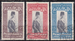 EG066 - EGYPTE - EGYPT - 1929 – PRINCE’S 9th BIRTHDAY - SG # 178/80 USED 7,50 € - Gebraucht