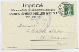 SOLEURE HELVETIA SUISSE CARTE PRIVEE USINES SPHINX MULLER CIE 1918 - Soleure