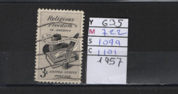 PRIX FIXE Obl  635 YT 722 MIC 1099 SCO 1101 GIB Religions Freedom 1957  Etats Unis  58A/07 - Gebruikt