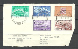 TONGA 1961 Michel 114 - 118 Stamp On Stamp Schiffe Ships Postdienst On FDC Piece - Tonga (1970-...)