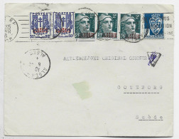 ALGERIE BLASON 3FR LETTRE ORAN 1946 + RAJOUT CHAINE 50CX2+ GANDON 2FRX3 POUR SUEDE AU TARIF - 1941-66 Wapenschilden