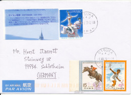 Japan Cover Sent Air Mail To Germany 1-12-2005 With More Topic Stamps - Briefe U. Dokumente