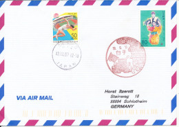 Japan FDC / Air Mail Cover Uprated And Sent To Germany 13-9-2007 - Briefe U. Dokumente