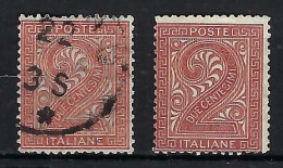 ITALIE Ca.1863-77: 2x Le Y&T 13 Obl., 2 Nuances - Usati