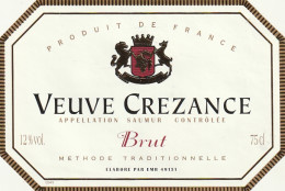 ***  ETIQUETTE ***  MOUSSEUX  ---   Brut VEUVE CREZANCE --appelation Saumur  - Weisswein