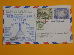 DJ 5 BURMA  BELLE  LETTRE FIRST AIRMAIL    1953 RANGOON A   BANGKOK THAILAND  + AFFRANC. INTERESSANT - Myanmar (Birmanie 1948-...)