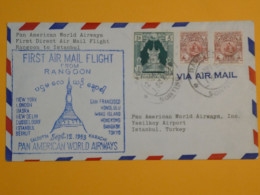 DJ 5 BURMA  BELLE  LETTRE FIRST AIRMAIL    1953 RANGOON A  ISTANBUL TURQUIE + AFFRANC. INTERESSANT - Myanmar (Burma 1948-...)