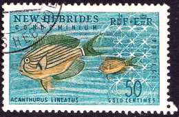 NEW HEBRIDES (English) 1961 50c Multicoloured, Local Flora & Fauna-Acanthurus Lineatus FU - Usati