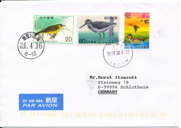 Japan Cover Sent Air Mail To Germany 16-4-2012 Topic Stamps BIRDS - Cartas & Documentos