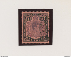 1938-53 Bermuda, Stanley Gibbons N. 121, 1 Sterlina Purple And Black Red, Giorgio VI - Usato - Otros & Sin Clasificación