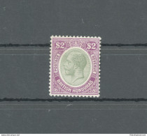 1922-33 British Honduras, Stanley Gibbons N. 137, 2 Dollari Yellow Green And Bright Purple - MNH** - Autres & Non Classés