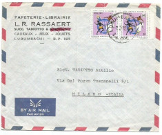 Congo  Zaire Airmail Cover Lubumbashi 7feb1972 X Italy With ONU Racisme K.5 Pair Simple Franking - Covers & Documents