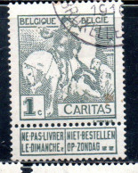 BELGIQUE BELGIE BELGIO BELGIUM 1910 CHARITY CARITAS ST. MARTIN OF TOURS DIVIDING HIS CLOAK WITH A BEGGAR 1c USED OBLITER - 1910-1911 Caritas