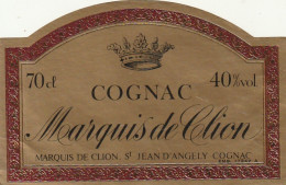 ***  ETIQUETTE ***     COGNAC   Marquis De Clion Sant Jean D'Angely -  - Alcohols & Spirits