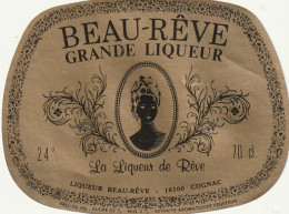 ***  ETIQUETTE ***    Beau Reve Grande Liqueur -- COGNAC  - Alcohols & Spirits