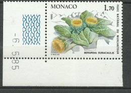 Monaco  N° 1461 Berardia Subacolis  Coin De Feuille Daté     Neuf  * *   B/TB  Voir Scans   Soldé  ! ! ! - Plantas Tóxicas