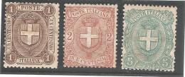 1896-97 - REGNO D'ITALIA Stemma Di Savoia Serie Completa Sassone N. 65-67 (S. 9) Nuova Linguellata MH* - Mint/hinged