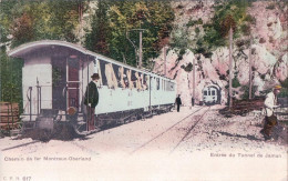 Chemin De Fer Montreux VD - Oberland, MOB, Trains à L'entrée Du Tunnel De Jaman (cpn 817) - Kunstwerken