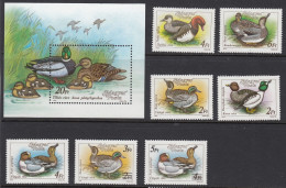 HUNGARY 1988 Fauna Birds Ducks Mi 3972-3976, 4041-4042 Bl 199 MNH(**) #Fauna326-1 - Eenden