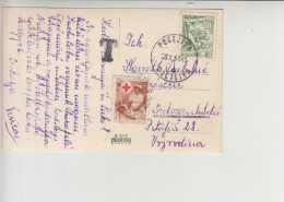 T Mail Postojna Cancelation Red Cross Incoming Surcharge 1953 (sl021) Slovenia - Storia Postale