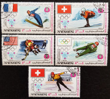 Yémen Royaume 1968 National Flags With Venues For The Winter Olympic Games 1924-  Stampworld N° 564 à 568 Série Complète - Yemen