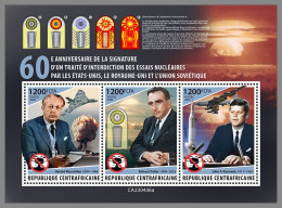 CENTRAL AFRICAN 2023 MNH John F. Kennedy Nuclear Test Ban Treaty M/S – OFFICIAL ISSUE – DHQ2407 - Kennedy (John F.)