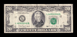 Estados Unidos United States 20 Dollars 1990 Pick 487 L - San Francisco CA Mbc/+ Vf/+ - Federal Reserve (1928-...)