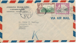 Jamaica Air Mail Cover Sent To Denmark 4-11-1954 (the Flap On The Backside Of The Cover Is Missing) - Jamaica (...-1961)