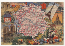 CPSM - SEINE PARIS - Carte Du Département De La Seine - Blondel La Rougery édit. - 1946 - Sonstige & Ohne Zuordnung