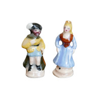 Feve Ancienne Niçoise Petit Couple Roi Et Reine Faience 35mm Miniature - Oude