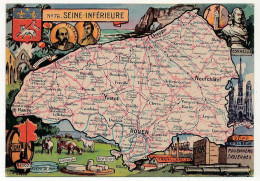 CPSM - SEINE INFÉRIEURE - Carte Du Département De Seine Inférieure - Blondel La Rougery édit. - 1945 - Sonstige & Ohne Zuordnung