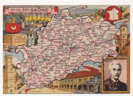 CPSM - HAUTE SAÔNE - Carte Du Département De Haute Saône - Blondel La Rougery édit. - 1945 - Autres & Non Classés