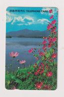 SOUTH KOREA - Flowers And Lake View Magnetic Phonecard - Corea Del Sur