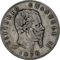 Italie, Vittorio Emanuele II, 5 Lire, 1878, Rome, Argent, TB+, KM:8.4 - 1861-1878 : Victor Emmanuel II