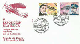 ESPAÑA, SOBRE CONMEMORATIVO  AEREO,  AÑO  1980 - Covers & Documents