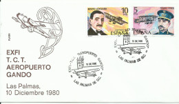 ESPAÑA, SOBRE CONMEMORATIVO  AEREO,  AÑO  1980 - Covers & Documents