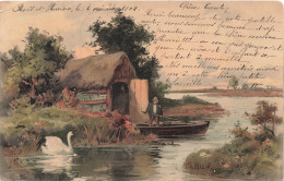 ARTS - Tableau -  Auf Lichen Pfaden "Gesetzl Geschützt" - Cygne - Campagne - Carte Postale Ancienne - Malerei & Gemälde