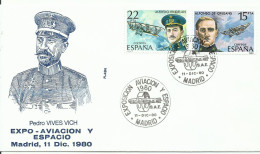 ESPAÑA, SOBRE CONMEMORATIVO  AEREO,  AÑO  1980 - Storia Postale