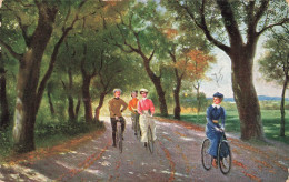 ARTS - Tableau -  Des Amis Faisant Du Vélo Dans Campagne - Carte Postale Ancienne - Malerei & Gemälde