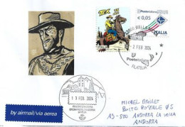 Italian Comics Books "Tex", Stamp On Letter From Italy To Andorra, With Arrival Illustrated Andorran Postmark - 2021-...: Marcophilie