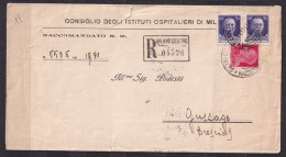 ITALY.  1931/Milano, Registered Letter, Folded Envelope/Board Of Hospital Institutions. - Assicurati