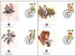 Brunei 1991 WWF W.W.F. FDC  Monkey Set X4 Fauna - FDC