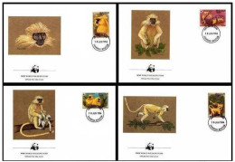 Bhutan 1984 WWF W.W.F Golden Langur FDC Set X4 Monkey Fauna - FDC