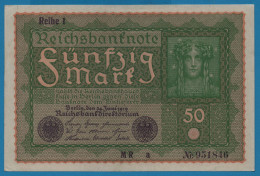 DEUTSCHES REICH 50 MARK 24.06.1919 REIHE 1 Alpha MR A #951846 P# 66 - 50 Mark