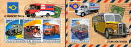 Centrafrica 2023, Postal Transport, Stamp On Stamp 3val In BF+BF - Posta