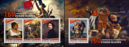 Centrafrica 2023, Art, Delacroix, Horse, 3val In BF+BF - Franz. Revolution