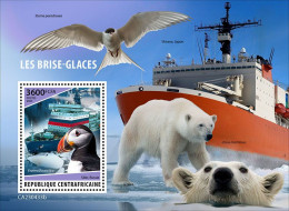 Centrafrica 2023, Iceberg, Birds, Polar Bear, 3val In BF - Marine Web-footed Birds