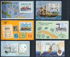 Cuba.  6 Blocks - "Ships". All USED - Hojas Y Bloques