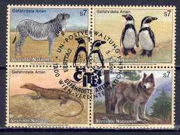 UNO Wien 1993 - Gefährdete Arten (I) - Fauna, Nr. 143 - 146, Gestempelt / Used - Gebruikt